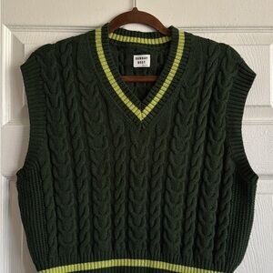 Aritzia Sunday Best Green Cable Knit V-Neck Vest